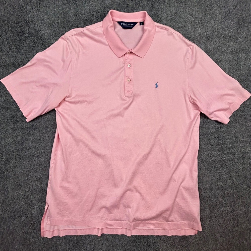 Polo‎ Golf Ralph Lauren Polo Shirt Mens XL Pink Pima Cotton West Bay Club Logo